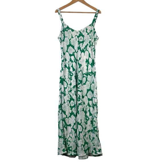 J Crew Gwyneth V-Neck Size 10 NEW Cupro-blend Slip Dress in Kelly Floral Silky - Picture 2 of 14